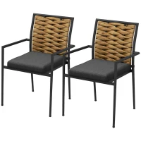 Outsunny Moderne Zwarte Tuinstoelen - Weerbestendige Buitenstoelen voor Terras - Afmetingen 57 x 58 x 87 cm(m-1)