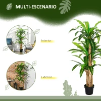 Outsunny Dracaena Artificial con 66 Hojas Musgo Planta Artificial para Decoración Jardín Balcón Oficina Salón Ø20x160 cm Verde(m-4)