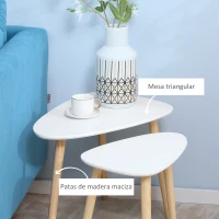 HOMCOM Juego de 2 Mesas Auxiliares Mesas Nido para Salón Dormitorio Oficina 59,5x39,5x45 cm y 44,5x28,5x40 cm Blanco(m-5)