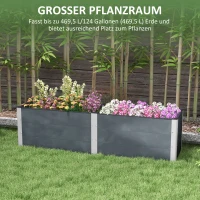 Outsunny Hoge plantenbak met open bodem, hoge zijkanten, weerbestendig, aluminium frame, 200 x 50 x 56 cm, Grijs(m-4)