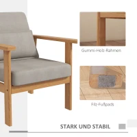 HOMCOM Gestoffeerde Stoel, inclusief 1 Kussen, 70 cm x 72 cm x 76 cm, Beige + Natuurlijk(m-6)