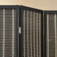 HOMCOM Biombo de 4 Paneles de Bambú Separador de Ambientes Plegable Divisor de Espacios para Dormitorio Salón 180x180x1,9 cm Marrón y Negro(m-9)