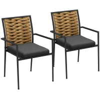 Outsunny Moderne Zwarte Tuinstoelen - Weerbestendige Buitenstoelen voor Terras - Afmetingen 57 x 58 x 87 cm(m-10)