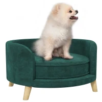 PawHut Hondenbed Hondensofa Huisdiersofa, Eucalyptushout, 68 x 68 x 35 cm, Groen(m-10)