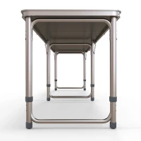 Outsunny Mesa de Exterior Portátil Mesa de Piquenique Dobrável com Altura Ajustável para Campismo 240x60x54-70 cm Preto e Prata(m-9)