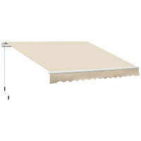 Outsunny Toldo Manual Retrátil 350x250 cm para Varanda com Manivela de Metal Impermeável e Anti-UV para Jardim Terraço Janelas Creme(m-10)