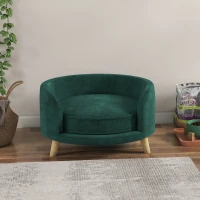 PawHut Hondenbed Hondensofa Huisdiersofa, Eucalyptushout, 68 x 68 x 35 cm, Groen(m-9)