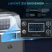 HOMCOM Eisblokjesmachine IJsblokjesdispenser Ice-Maker 20kg/24u 2,3L IJsbereider met 3,2L Watertank, Zwart(m-4)