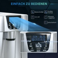 HOMCOM IJsblokjesmachine IJsblokjesmaker Ice-Maker, Timerfunctie, 25,2 cm x 38,9 cm x 36,3 cm, Zilver(m-4)