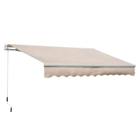 Outsunny Toldo Manual Retrátil 295x200 cm Toldo para Varanda com Manivela de Metal Impermeável e Anti-UV para Jardim Terraço Bege(m-11)