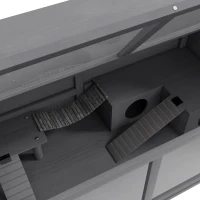 PawHut Knaagdierkooi met accessoires, sparrenhout, 100 cm x 52 cm x 50 cm, Grijs(m-7)