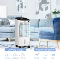 HOMCOM Min-Klimaatregelaar Airconditioner Ruimte Airconditioner, 3 Modi, Timerfunctie, 24,5 cm x 27 cm x 60 cm, Crèmewit + Zwart(m-6)