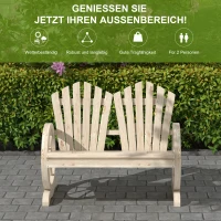 Outsunny Tuinbank, Wagenwiel-ontwerp, voor 2 personen, natuurlijk hout(m-6)