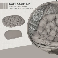 Outsunny Hangstoel Tuinstoel Rotanstoel, Boho-stijl, 116 x 125 x 172 cm, Zand + Zwart(m-4)