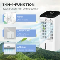 HOMCOM Min-Klimaatregelaar Airconditioner Ruimte Airconditioner, 3 Modi, Timerfunctie, 24,5 cm x 27 cm x 60 cm, Crèmewit + Zwart(m-5)