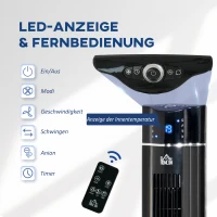 HOMCOM 2-in-1 Torenventilator en Staande Ventilator, 32 cm x 32 cm x 106,8 cm, Zwart(m-8)