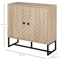 HOMCOM Armadio MDF 2 Ripiani Maniglie in Acciaio, Organizer da Tavolo, 80L x 29,5P x 80A cm, Rovere(m-3)