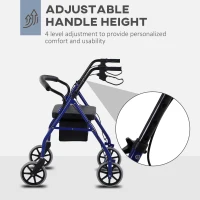 HOMCOM Adjustable Metal Rollator For The Old Foldable Drive Medical Wheelchair W/ Bag(m-4)