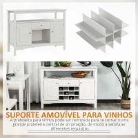 HOMCOM Aparador de Cozinha com 1 Gaveta 1 Prateleira Aberta 2 Portas e Suporte para 12 Garrafas 116,5x40x82,5 cm Branco(m-7)