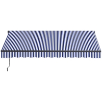 Outsunny Zonneluifel Luifel voor Terras, incl. Handkruk, weerbestendig, 247 cm x 295 cm, Blauw + Wit