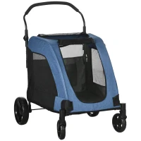PawHut Dog Stroller 4 Wheels Pet Trolley Carrier Mesh Windows for Medium Large Dogs Traveling Blue(m-1)
