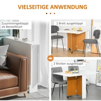 HOMCOM Uitklapbare Uitschuifbare Eettafel, Mobiel, Modern Ontwerp, 120 cm x 80 cm x 73 cm, Teak + Wit(m-4)