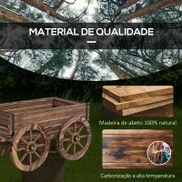 Outsunny Floreira de Madeira Floreira de Exterior em Forma de Carrinho com 4 Rodas para Varanda Jardim Pátio 120x41x54 cm Madeira(m-6)