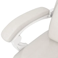 Vinsetto Linen-Look Office Chair, with 160° Reclining Back and Footrest - White(m-9)