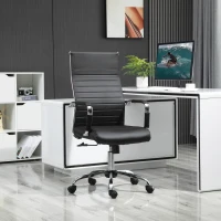 Sedia Ufficio Girevole Pelle PU Ergonomica Schienale Alto Vinsetto Braccioli Rotelle Regolabile Nera(m-6)