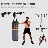 HOMCOM Pull Up Bar Wall Mounted with Punching Bag Hanger for Strengthen Muscle or Boxing Training(m-5)