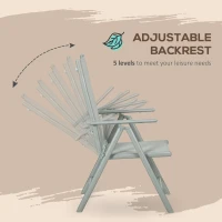 Outsunny 7 Piece Garden Dining Set, Outdoor Table and 6 Folding and Reclining Chairs, Aluminium Frame, Tempered Glass Top Table, Texteline Seats, Grey(m-6)