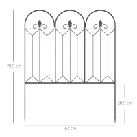 Outsunny Cercas de Jardim 305x79,5 cm Conjunto de 5 Cercas Decorativas para Jardim de Metal Barreira para Animais para Pátio Preto(m-3)