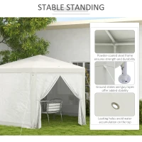 Outsunny Pavilion de Grădină Hexagonal cu Pereți din Plasă, 2 Uși și Picioare Reglabile, 3,94x3,94x2,5 m, Alb Crem(m-6)