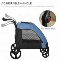 PawHut Dog Stroller 4 Wheels Pet Trolley Carrier Mesh Windows for Medium Large Dogs Traveling Blue(m-5)