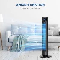 HOMCOM 2-in-1 Torenventilator en Staande Ventilator, 32 cm x 32 cm x 106,8 cm, Zwart(m-5)