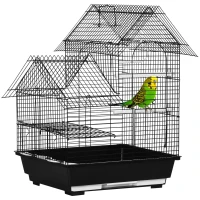 Gabbia Uccelli PawHut Fringuello Canarino Contenitori Alimenti Anello Maniglia Vassoio, 39x33x47 cm(m-1)