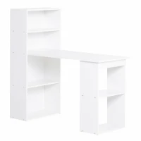 HOMCOM Bureau Kantoorbureau Computertafel, 2 planken, 5 legplanken, 120 cm x 55 cm x 120 cm, Wit(m-1)