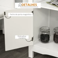 HOMCOM Aparador de Cozinha com 1 Gaveta 1 Prateleira Aberta 2 Portas e Suporte para 12 Garrafas 116,5x40x82,5 cm Branco(m-6)