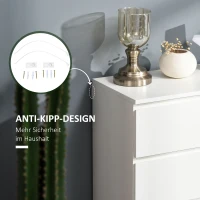 HOMCOM Witte Ladekast, Hoogglans, 4 Lades, 55 cm x 33 cm x 80 cm(m-5)