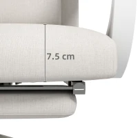 Vinsetto Linen-Look Office Chair, with 160° Reclining Back and Footrest - White(m-8)