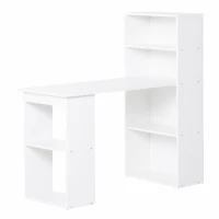 HOMCOM Bureau Kantoorbureau Computertafel, 2 planken, 5 legplanken, 120 cm x 55 cm x 120 cm, Wit(m-13)