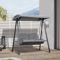 Outsunny 2 Seater Garden Swing Chair Outdoor Hammock Bench with Steel Frame Adjustable Tilting Canopy for Patio, Grey(m-2)