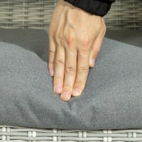 Outsunny 5 Pieces PE Rattan Garden Furniture, Outdoor Half-round Wicker Recliner Sofa Bed with Glass Top Two-tier Table and Footstools, Ready to Use, Mixed Grey(m-9)