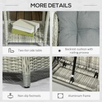 Outsunny 5 Pieces PE Rattan Garden Furniture, Outdoor Half-round Wicker Recliner Sofa Bed with Glass Top Two-tier Table and Footstools, Ready to Use, Mixed Grey(m-7)