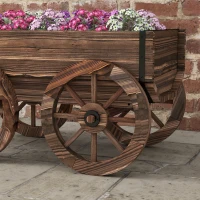 Outsunny Houten Plantenkruiwagen Hoogbed, Weerbestendig, 120 x 41 x 50 cm, Bruin(m-9)