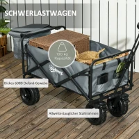 Outsunny Opvouwbare Bolderkar met Koeltas - Stalen Frame - Draagvermogen tot 100 kg - Afmetingen 113x57x77-100 cm - Donkergrijs(m-8)