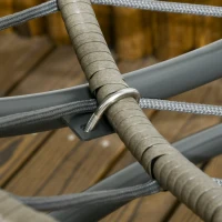 Outsunny Folding Rattan Egg Chair, Freestanding Basket Chair with Cushion, Bottle Holder Bag for Outdoor or Indoor, Grey(m-8)