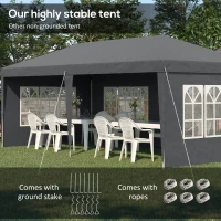 Outsunny 3 x 6m Pop-Up Gazebo, with Removable Walls - Grey(m-5)