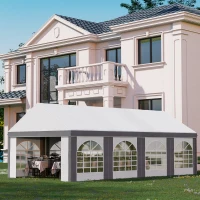 Outsunny 8 x 4m Galvanised Party Tent, Marquee Gazebo with Sides, Eight Windows and Double Doors, for Parties, Wedding and Events(m-2)