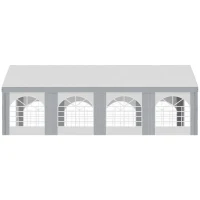 Outsunny 8 x 4m Galvanised Party Tent, Marquee Gazebo with Sides, Eight Windows and Double Doors, for Parties, Wedding and Events(m-8)